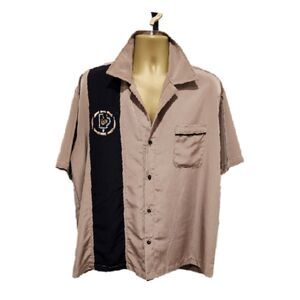 Shirt Mens XL Beer Embroidered Tan Black Button BeRetro Made In USA Dog House